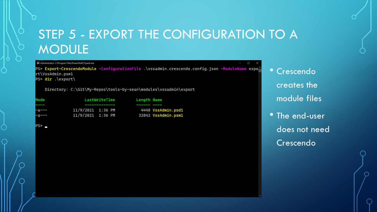 Step 5 - Export the configuration to a module
