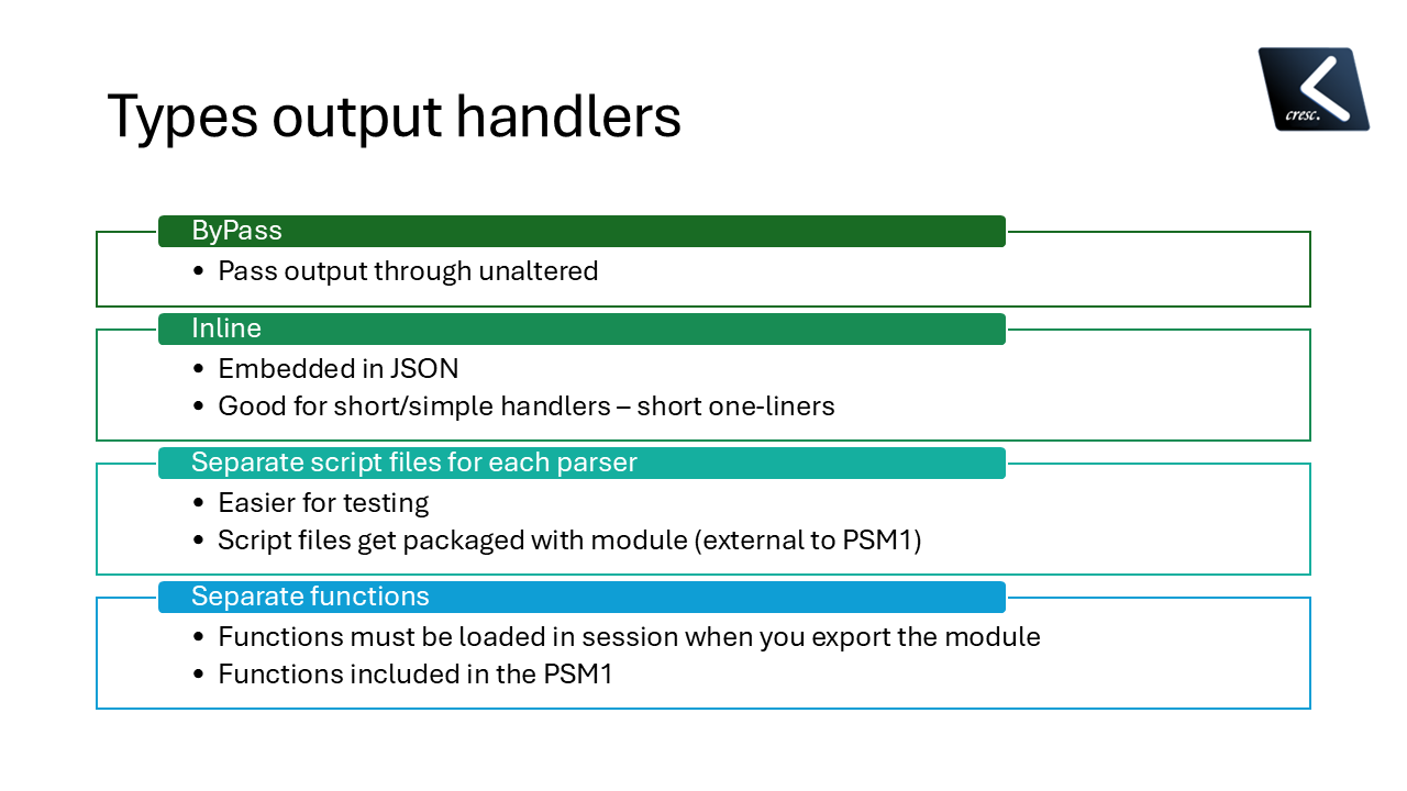 Types of output handlers