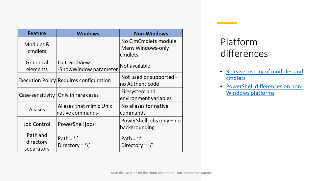 Platform differences